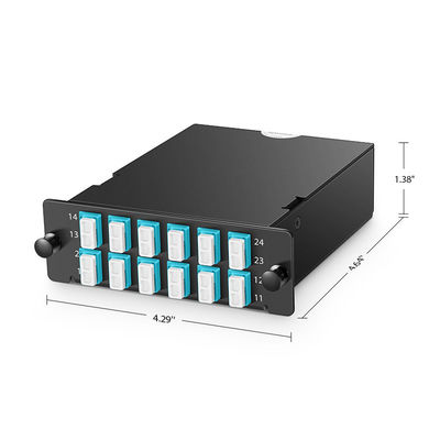 2 MTP To 12 Lc Duplex Patch Panel Connector 24 Fibers OM4 Multimode Type AF