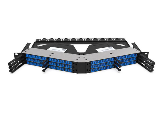 Rongbang RBTX-PP02 1U High Density Angled Frame Modular Panel 6 MPO/MTP to 144 LC Ports for Data Center Network