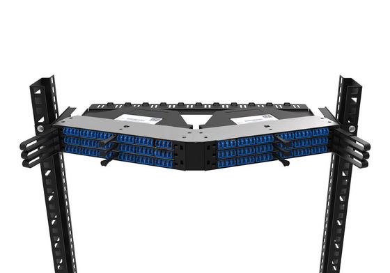 Rongbang RBTX-PP02 1U High Density Angled Frame Modular Panel 6 MPO/MTP to 144 LC Ports for Data Center Network
