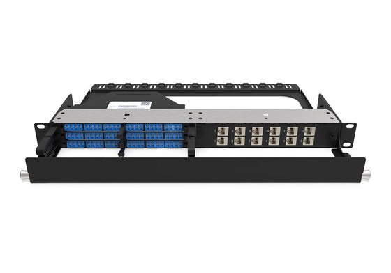 Rongbang RBTX-PP03 1U High Density Hybrid Fiber & Copper Modular Panel 3 MPO/MTP to 72 LC Ports  12 Jack for Data Center