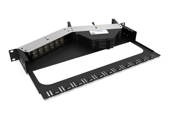 Rongbang RBTX-PP04 1U High Density Frame Hybrid Fiber & Copper Angled Modular Panel for Data Center Enterprise Network