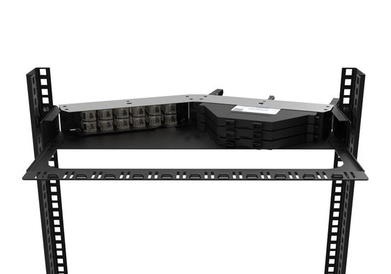 Rongbang RBTX-PP04 1U High Density Frame Hybrid Fiber & Copper Angled Modular Panel for Data Center Enterprise Network