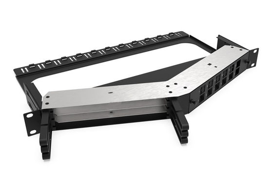 Rongbang RBTX-PP04 1U High Density Frame Hybrid Fiber & Copper Angled Modular Panel for Data Center Enterprise Network