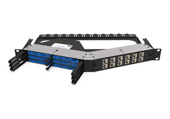 Rongbang RBTX-PP04 1U High Density Frame Hybrid Fiber & Copper Angled Modular Panel for Data Center Enterprise Network
