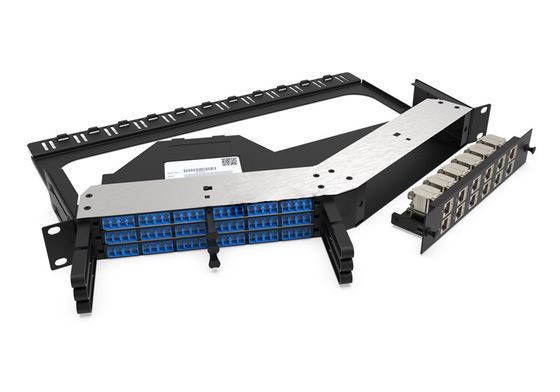 Rongbang RBTX-PP04 1U High Density Frame Hybrid Fiber & Copper Angled Modular Panel for Data Center Enterprise Network