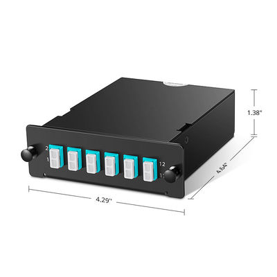1 MTP To 6 LC Duplex Fiber Cassette enclosure 12 Fibers OM4 Multimode Type A