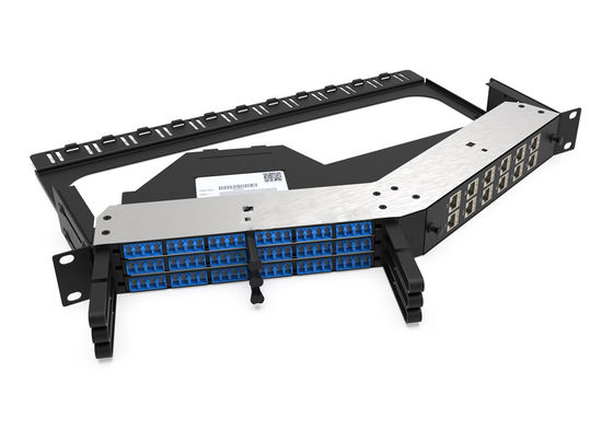 Rongbang RBTX-PP04 1U High Density Frame Hybrid Fiber & Copper Angled Modular Panel for Data Center Enterprise Network